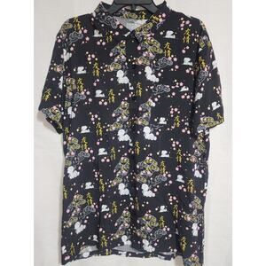 Snoopy and Charlie short sleeve button down shirt men size large